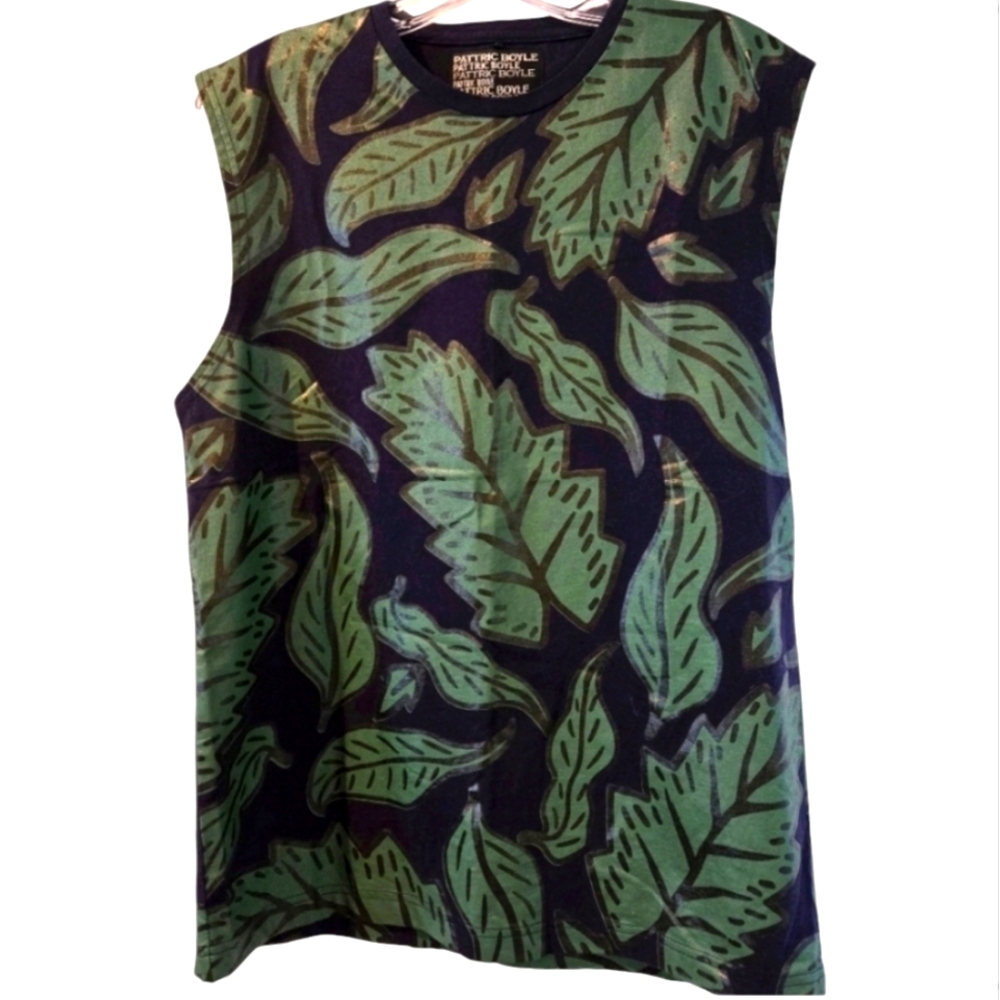 Pattric Boyle Men's Sleeveless T-Shirt Tank, Green and Navy, M
